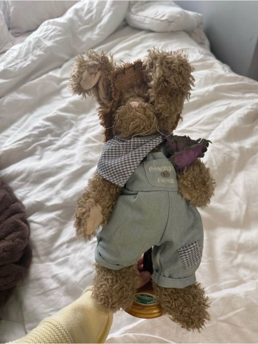 Bearington Farms collectible  Bunny in Green Overalls